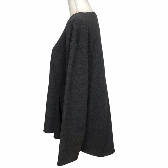 Zara Sport Grey Fleece Hi Low Crewneck Sweatshirt Small - Picture 4 of 8
